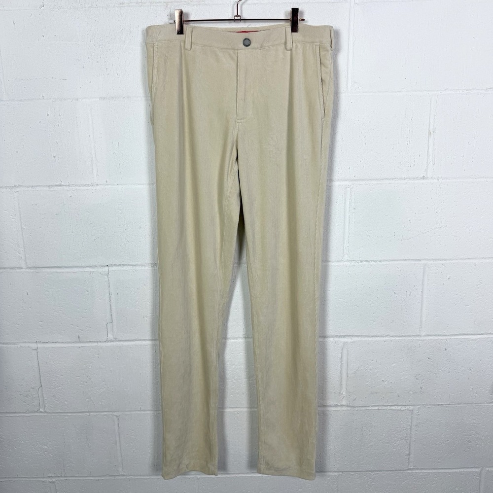 Redvanly Collins Pull-On Corduroy Trousers Pants SZ M Oat Stretch Golf Athletic